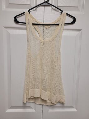 Aerie Cream Lace Knit Tank Top